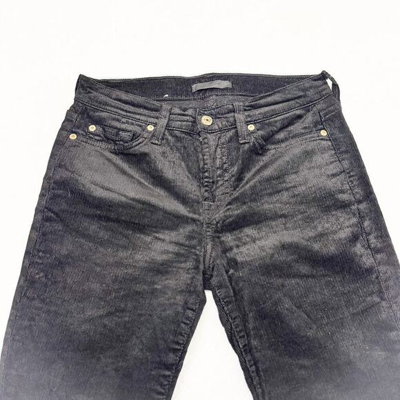 7 For All Mankind Corduroy Textured Black Denim Skinny Jeans Size 27 - Picture 6 of 9